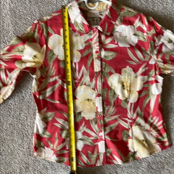 Women's Button Up Multi-Colored Floral Cotton Top Sz L - Picture 8 of 10